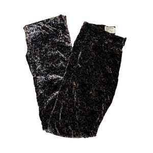 Current Elliot Velvet Pants Small 30x35 Floral Teal Mauve Straight Leg Pockets